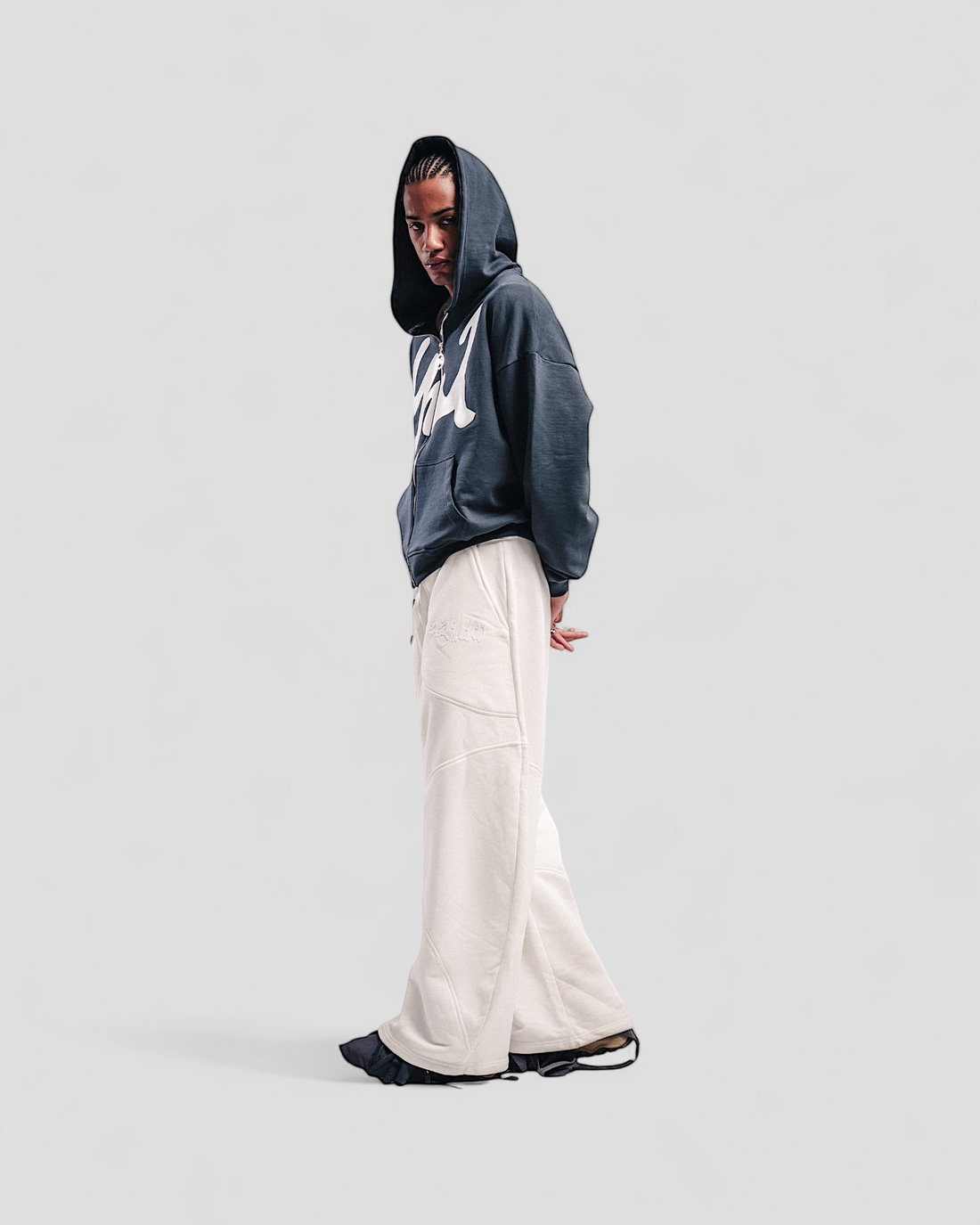 DEMENTE WHITE ON GREY ZIPUP JACKET