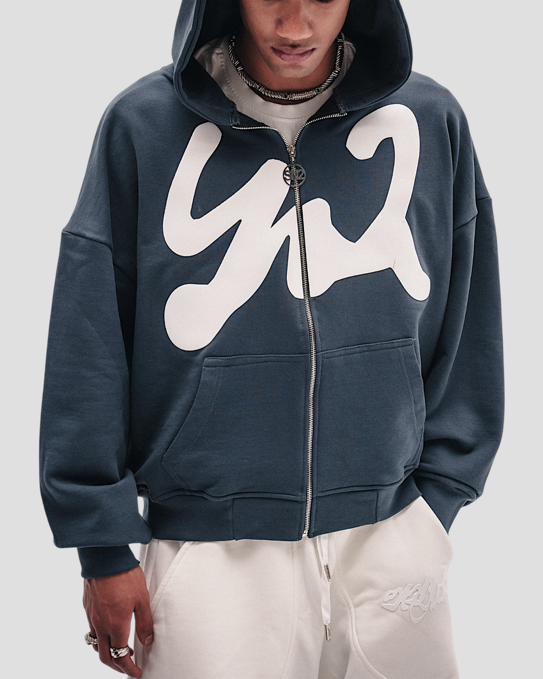 DEMENTE WHITE ON GREY ZIPUP JACKET