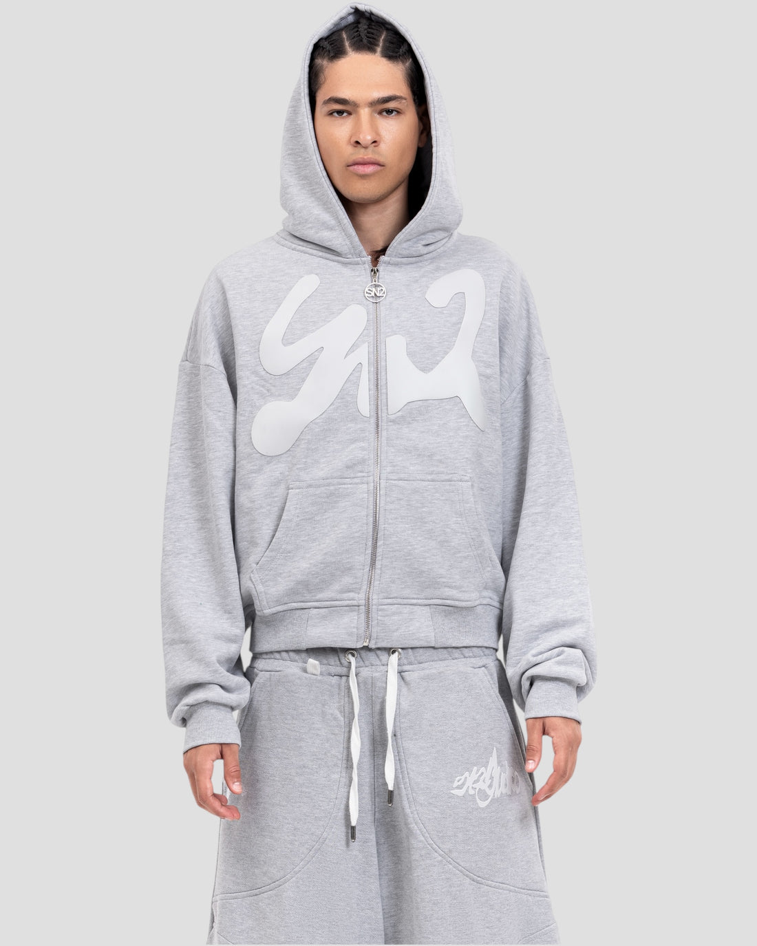 DEMENTE GREY ON LIGHT GREY ZIPUP JACKET