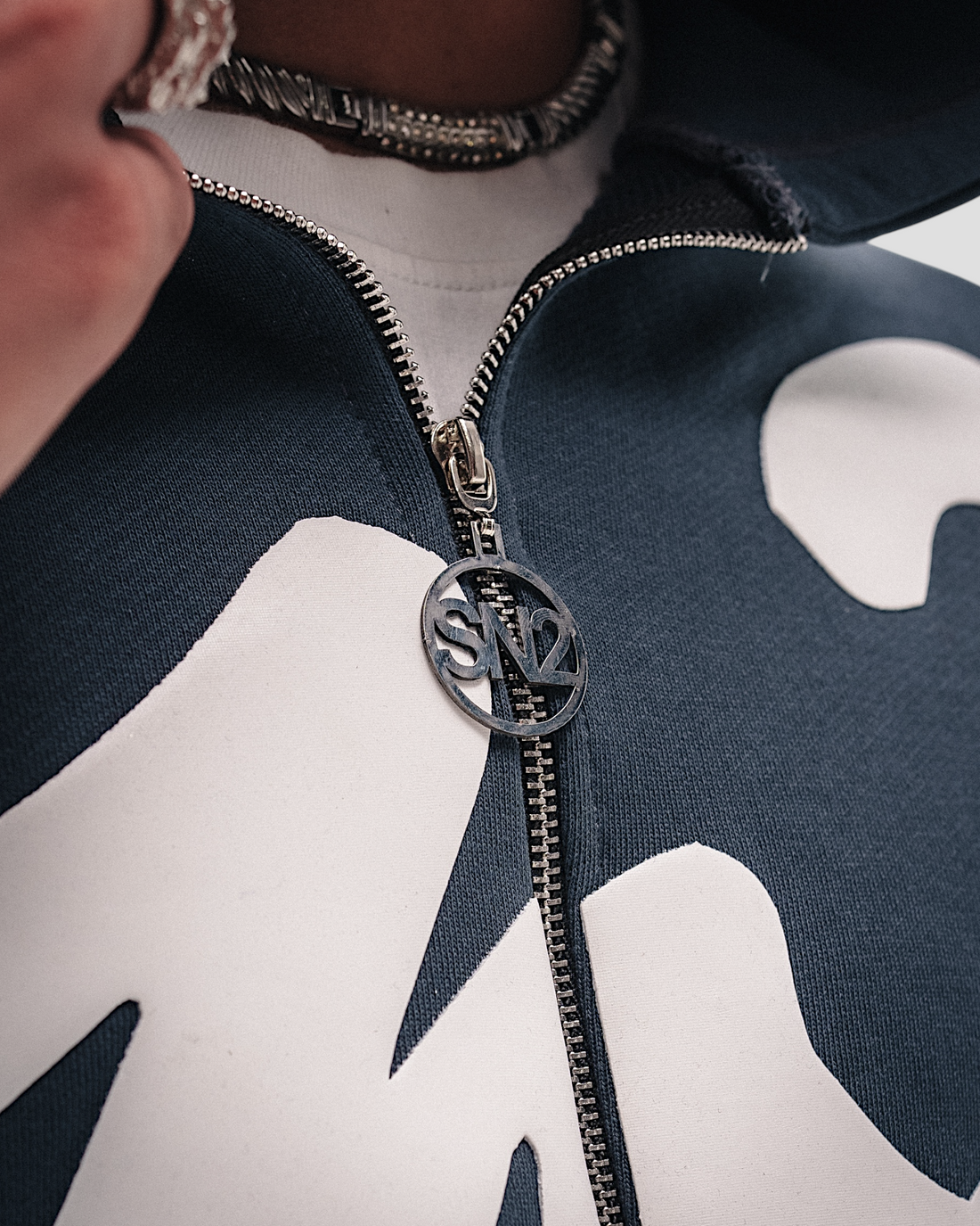 DEMENTE WHITE ON GREY ZIPUP JACKET