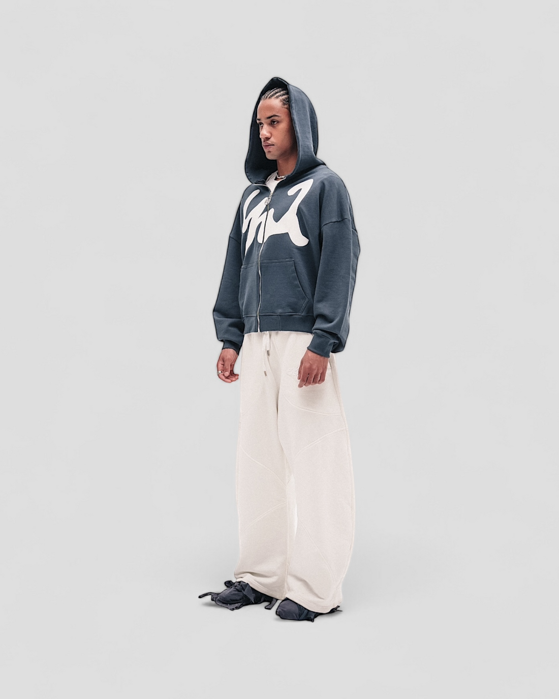 DEMENTE WHITE ON GREY ZIPUP JACKET