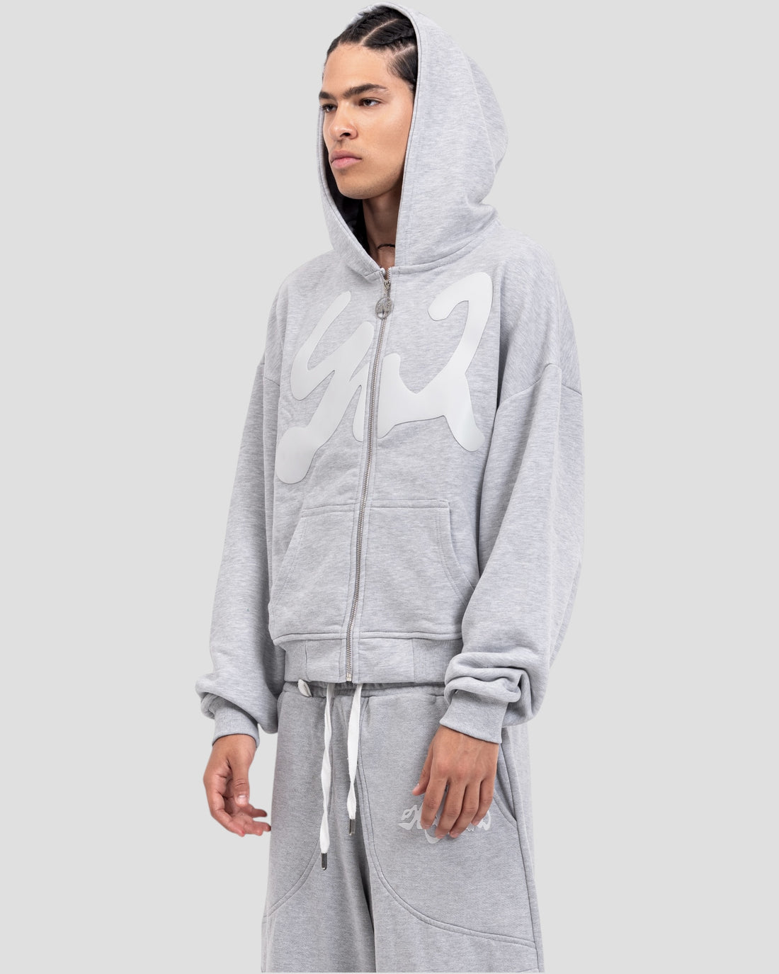 DEMENTE GREY ON LIGHT GREY ZIPUP JACKET