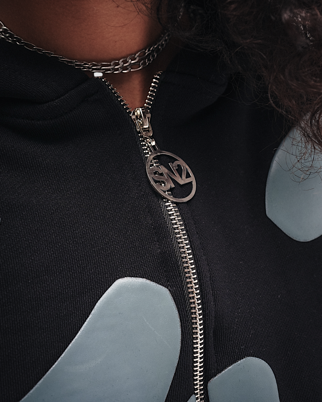 DEMENTE GREY ON BLACK ZIPUP JACKET
