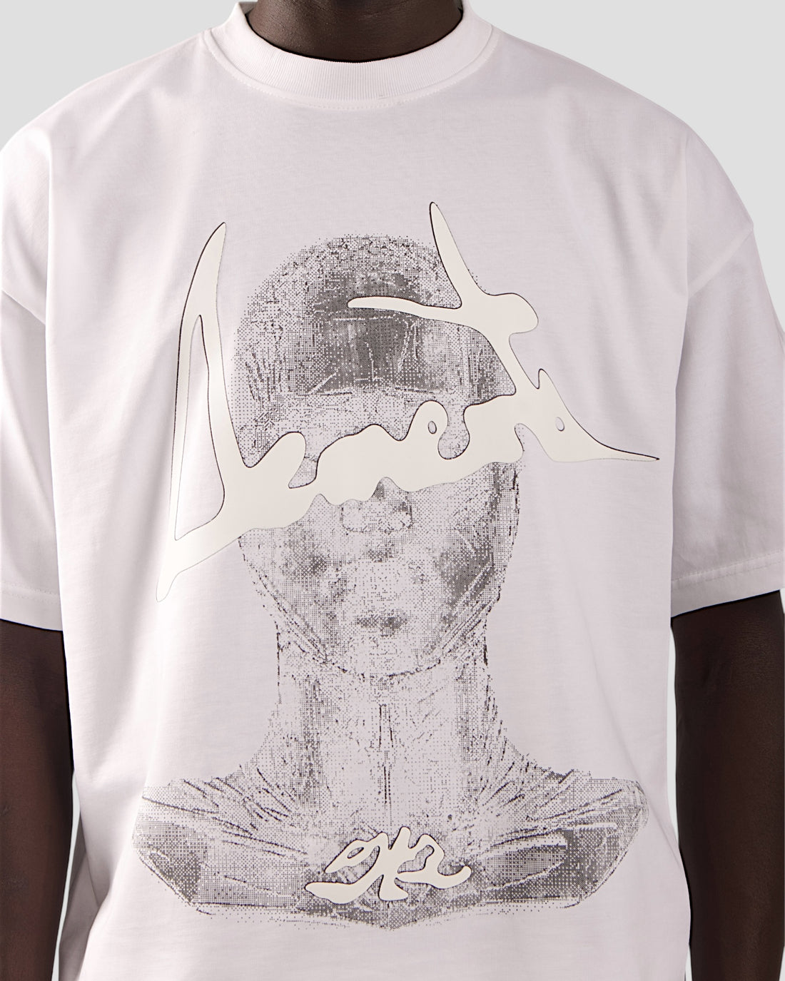 DEMENTE WHITE HALFTONES BOXY TEE