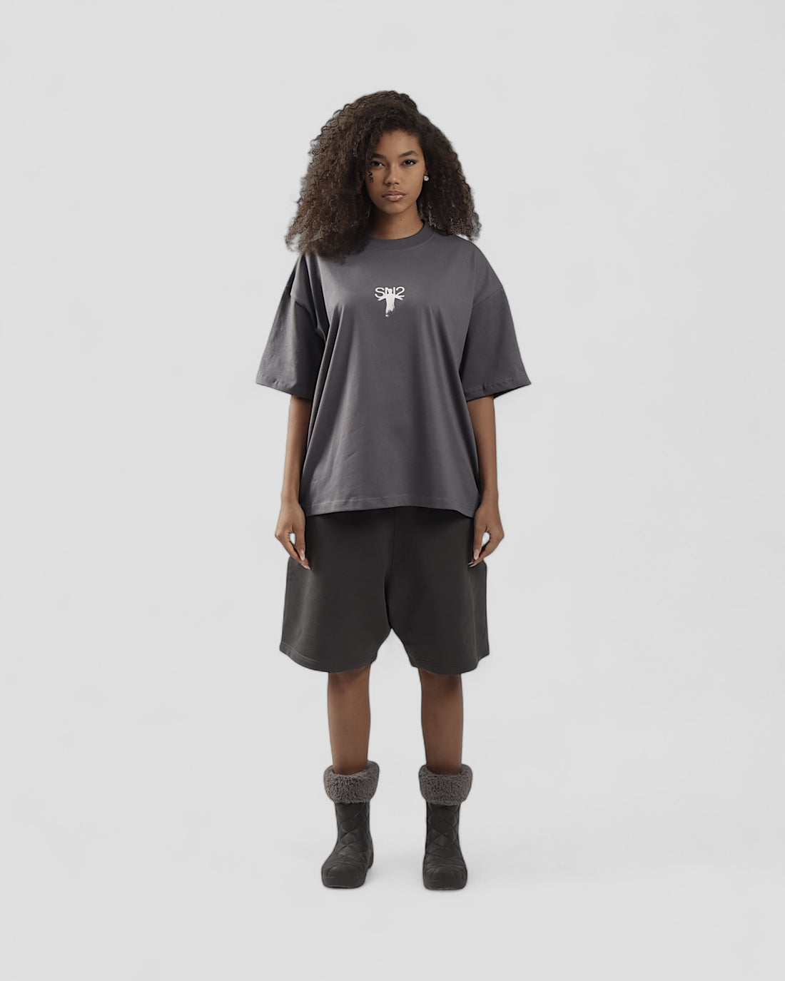 INTERLUDE GREY BOXY TEE