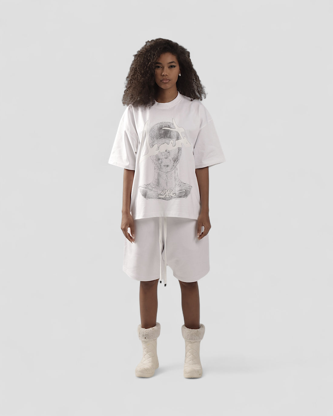 DEMENTE WHITE HALFTONES BOXY TEE