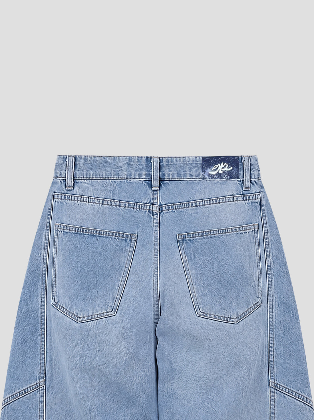 DEMENTE LIGHT BLUE WASHED BARREL CURVED OVERSIZED JEANS