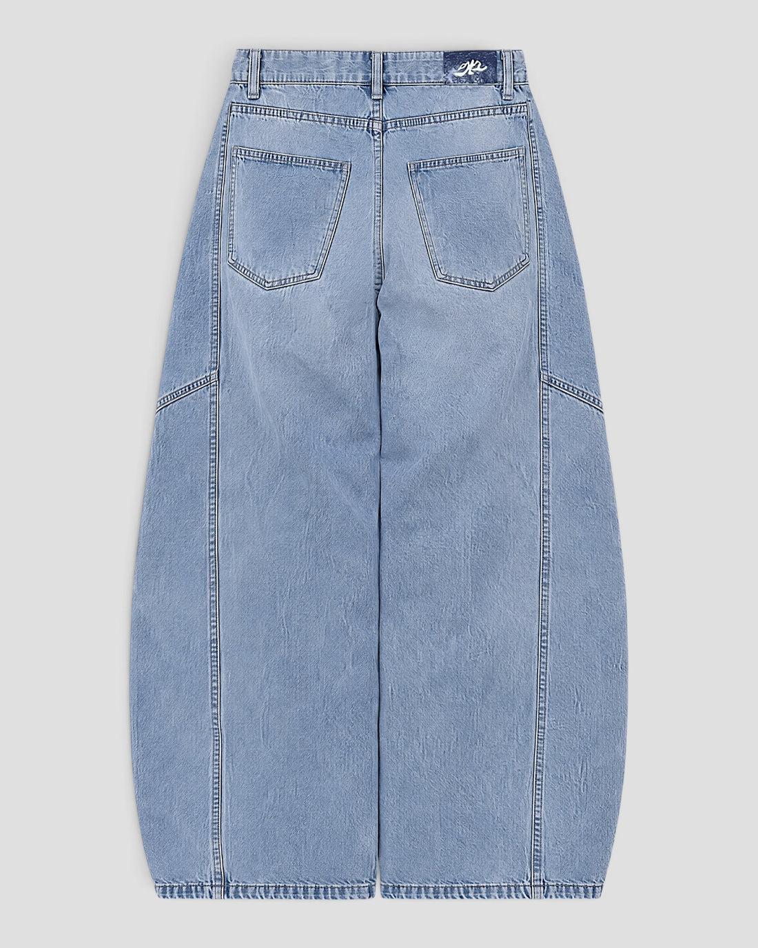 DEMENTE LIGHT BLUE WASHED BARREL CURVED OVERSIZED JEANS
