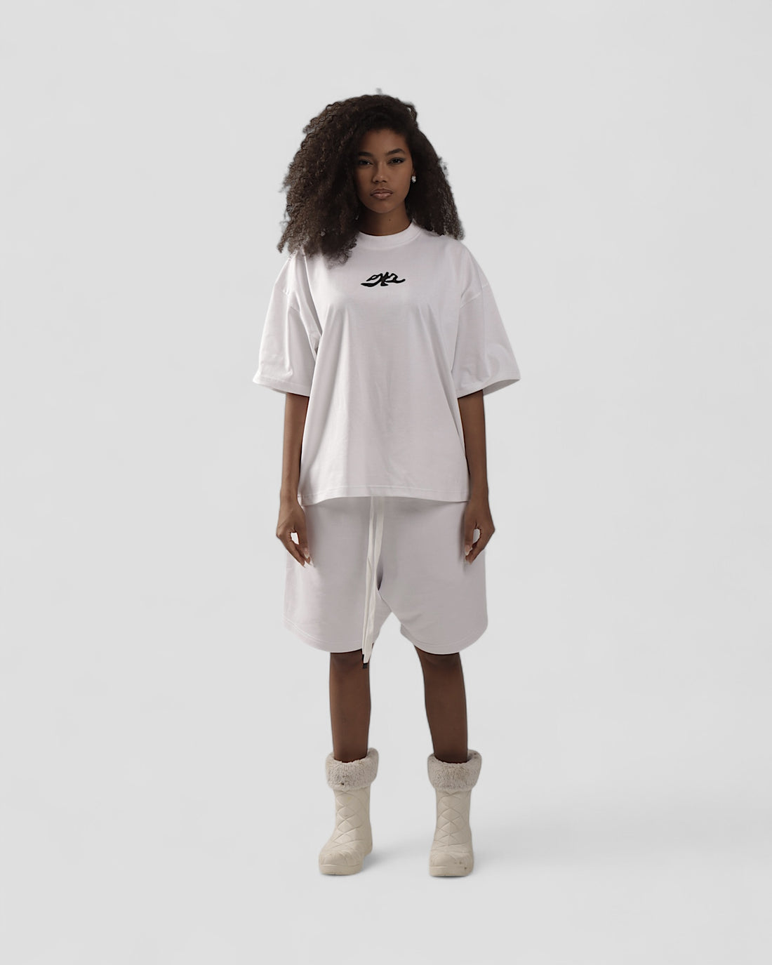 DEMENTE WHITE SILK-PUFF BOXY TEE