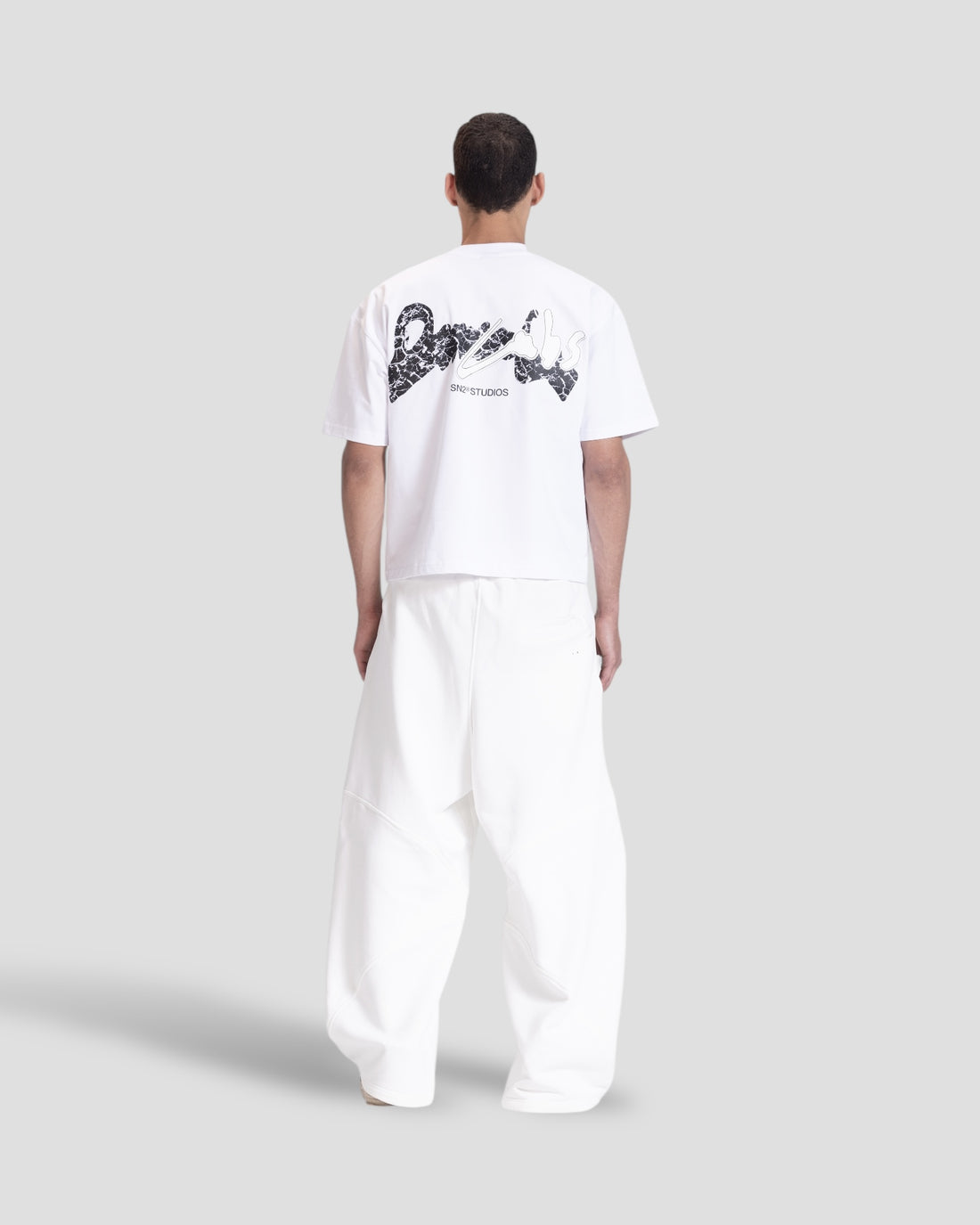 DEMENTE WHITE CRACKED BOXY TEE