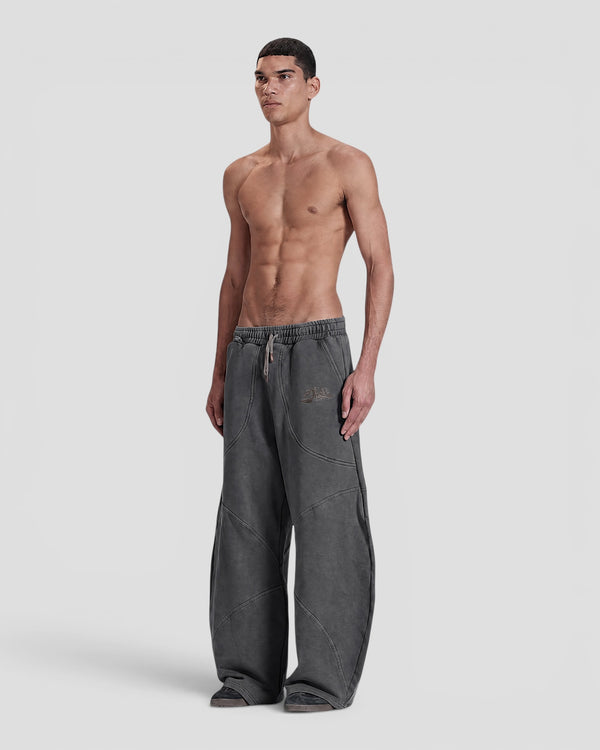 DEMENTE CHARCOAL BROWN STONE WASHED SWEATPANTS