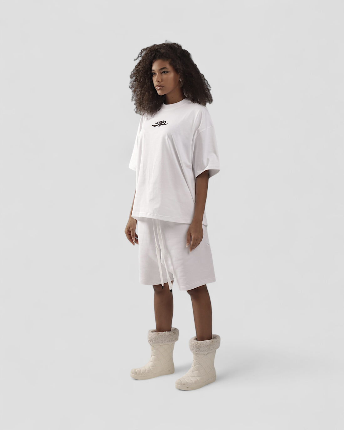 DEMENTE WHITE SILK-PUFF BOXY TEE