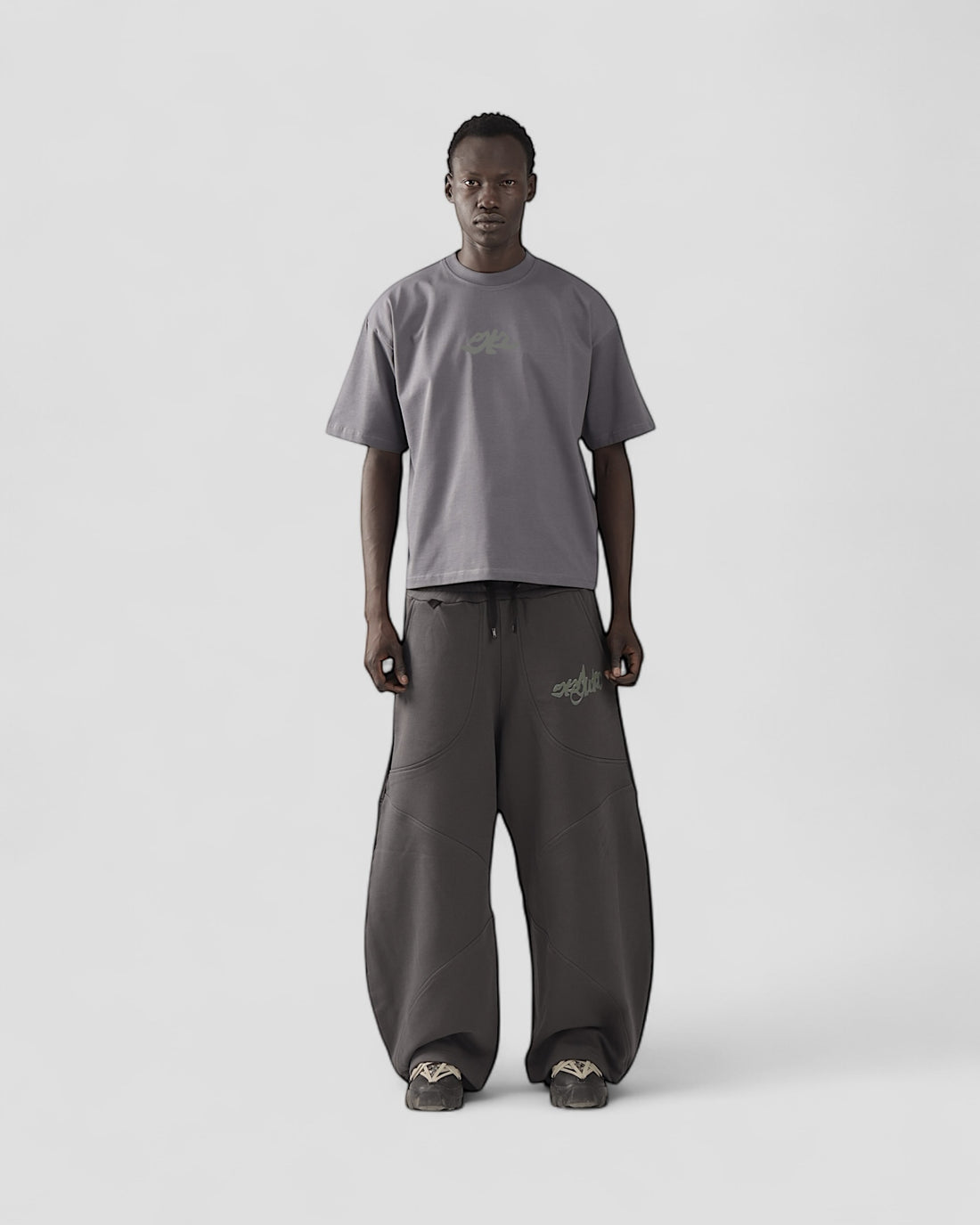 DEMENTE GREY SILK-PUFF BOXY TEE