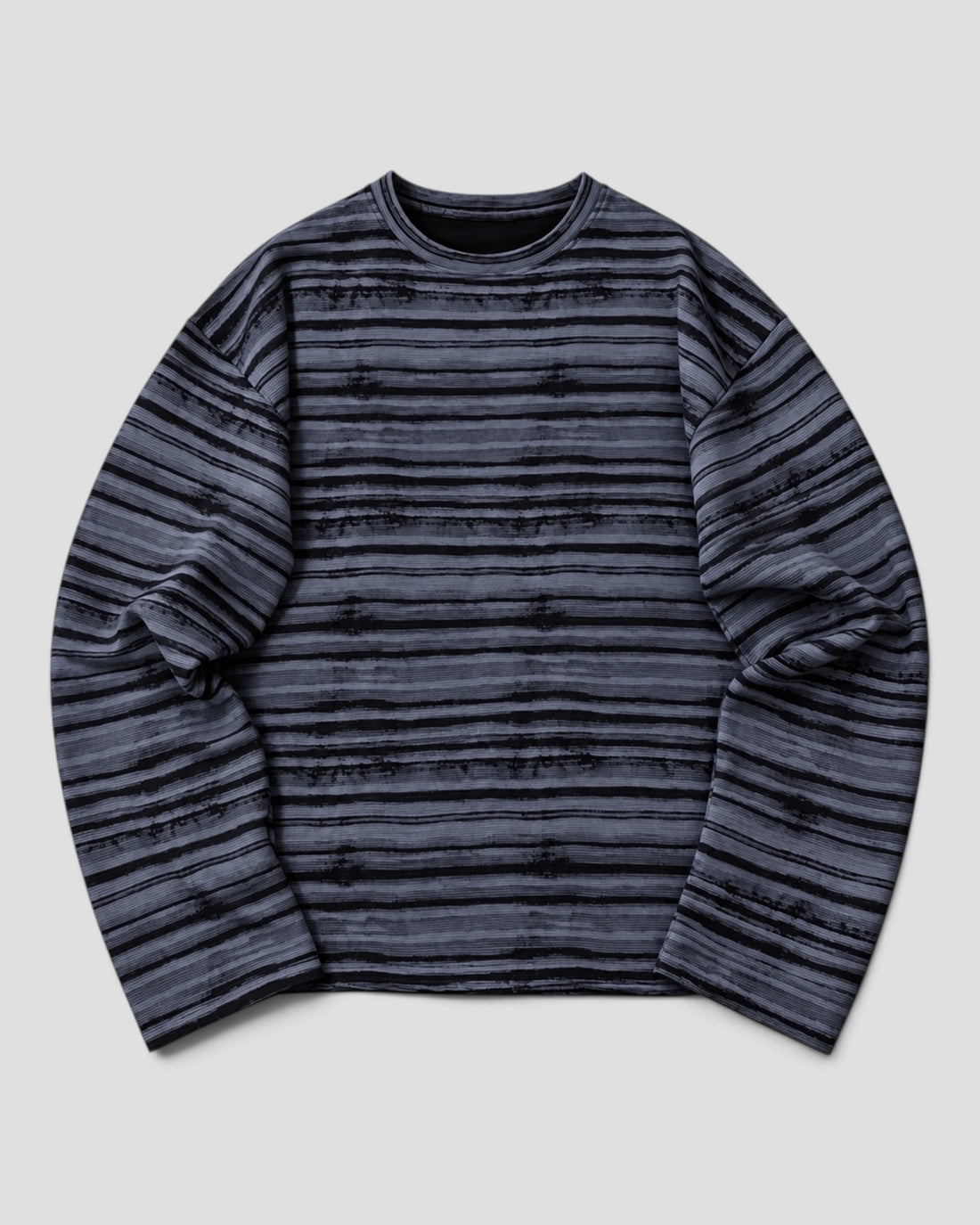 FORMS WASHED STRIPED BLACK & GREY LONG SLEEVE TEE