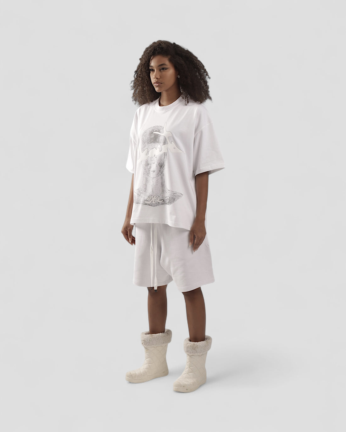 DEMENTE WHITE HALFTONES BOXY TEE