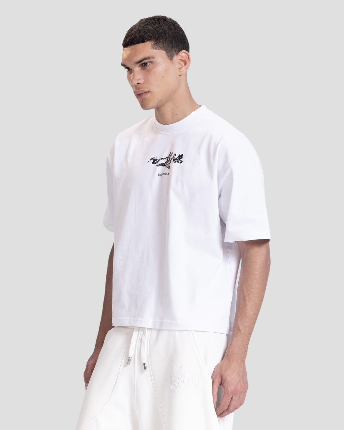 DEMENTE WHITE CRACKED BOXY TEE