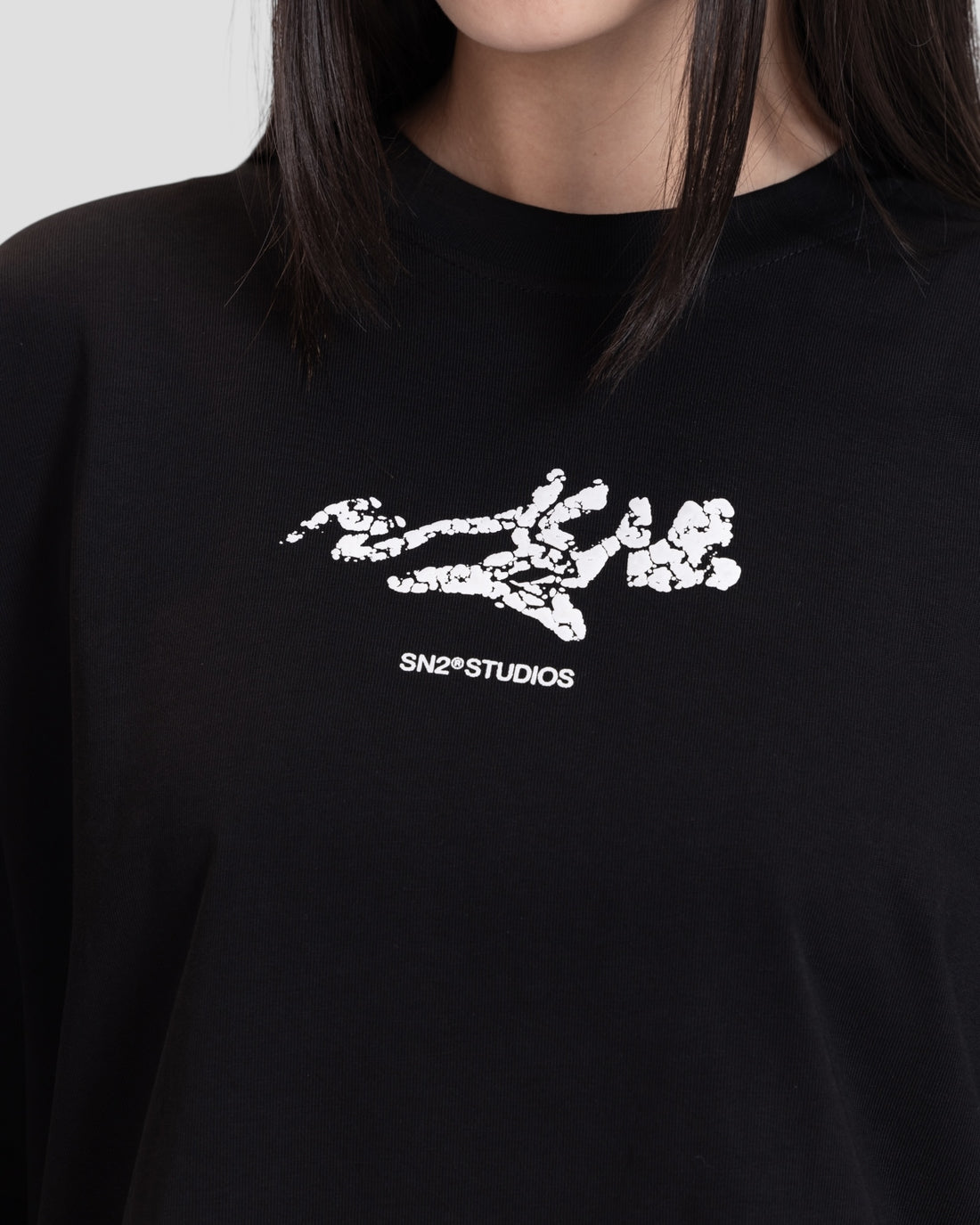 DEMENTE BLACK CRACKED BOXY TEE
