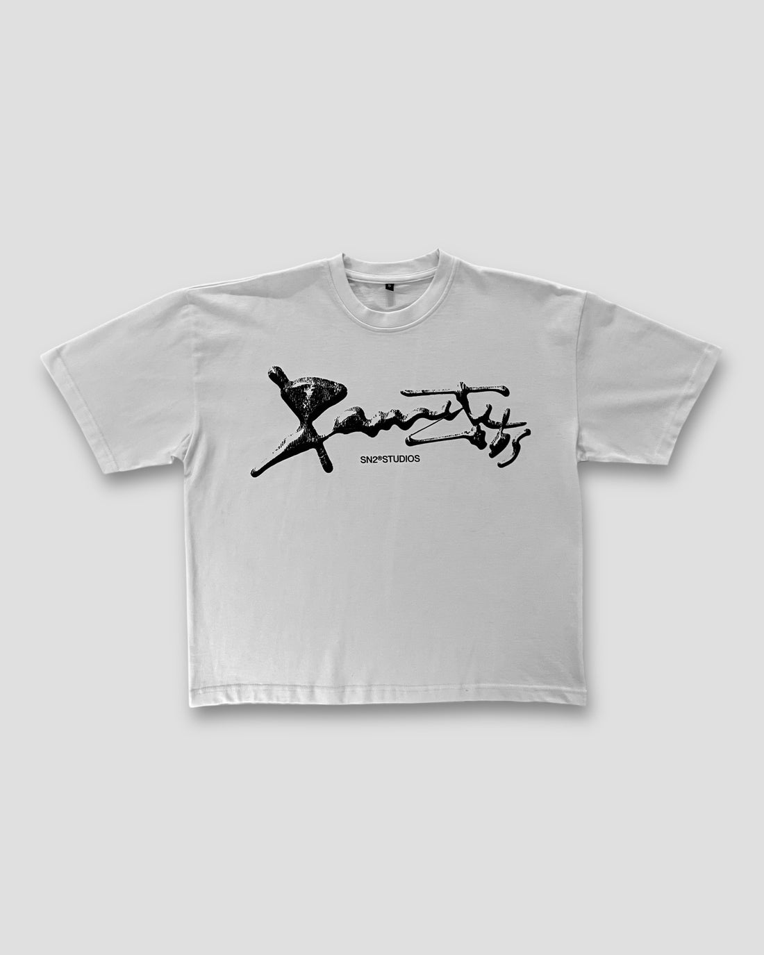 DEMENTE WHITE SHATTERED BOXY TEE