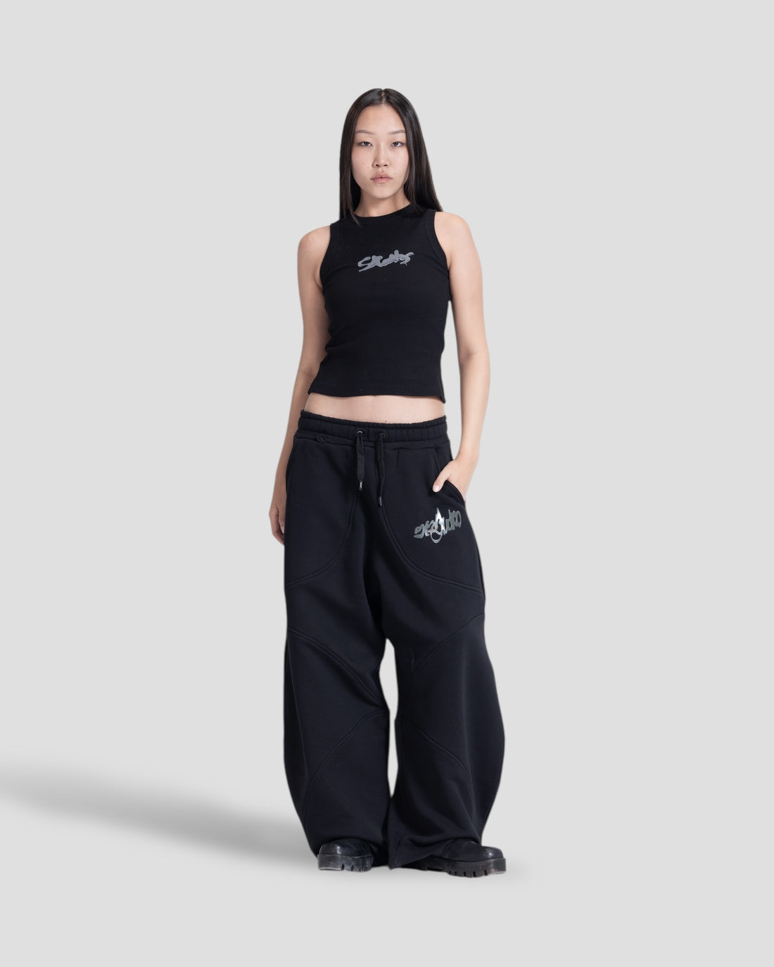 DEMENTE BLACK POLISHED TANK TOP