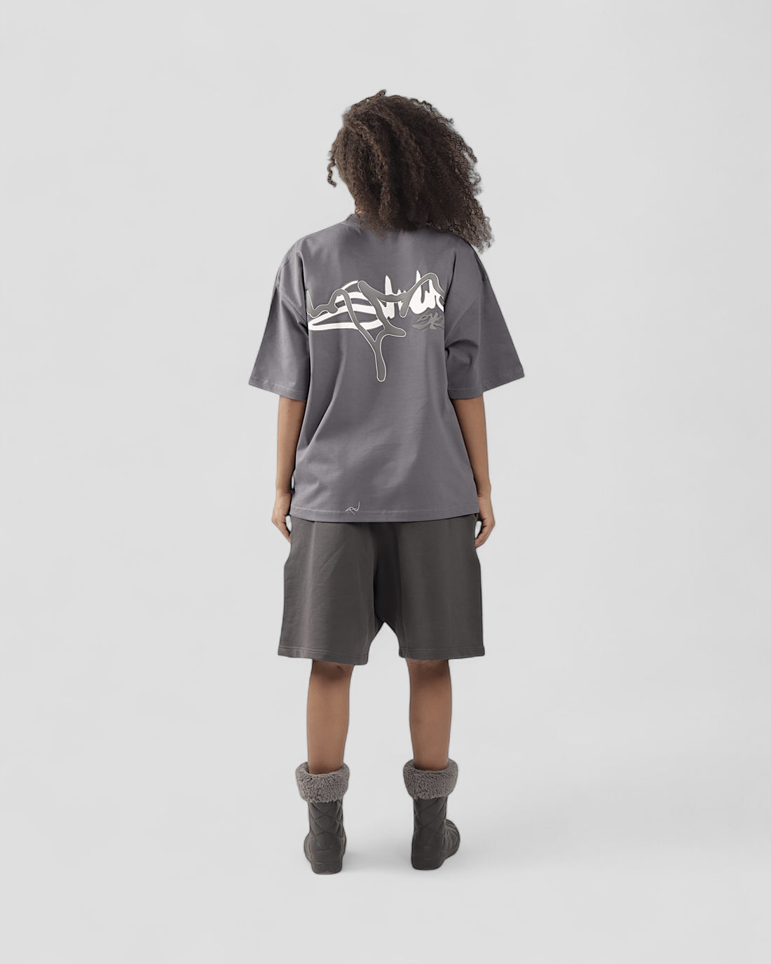 DEMENTE GREY SILK-PUFF BOXY TEE