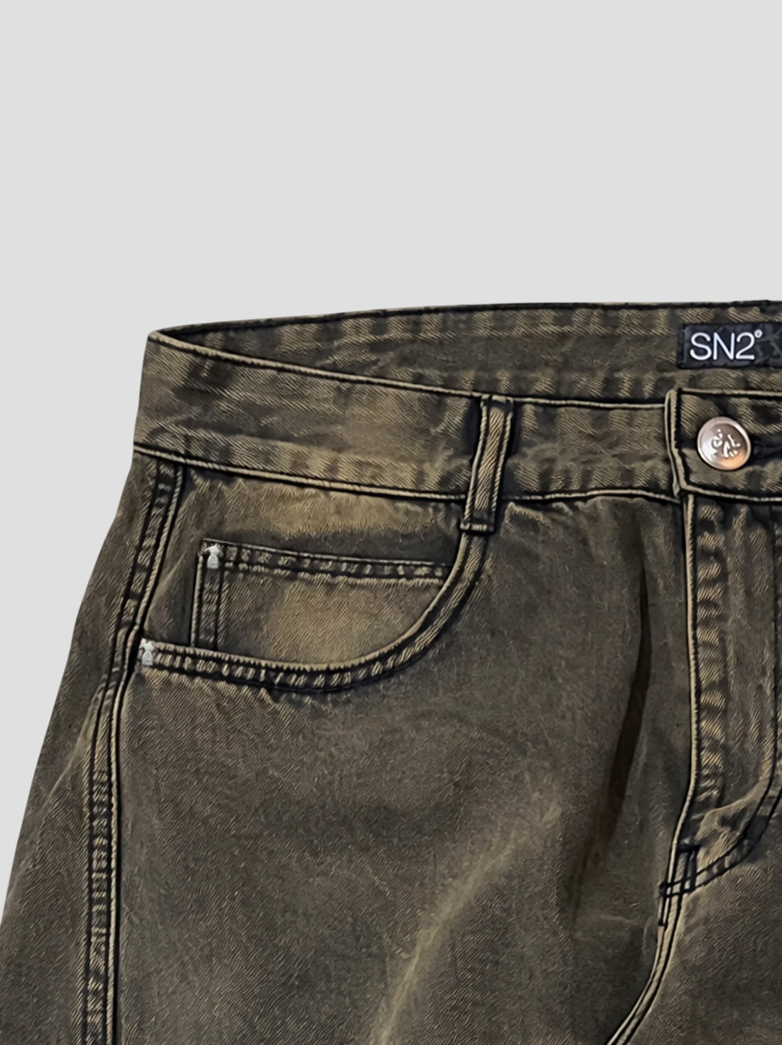 DEMENTE BROWN WASHED BARREL CURVED OVERSIZED JEANS