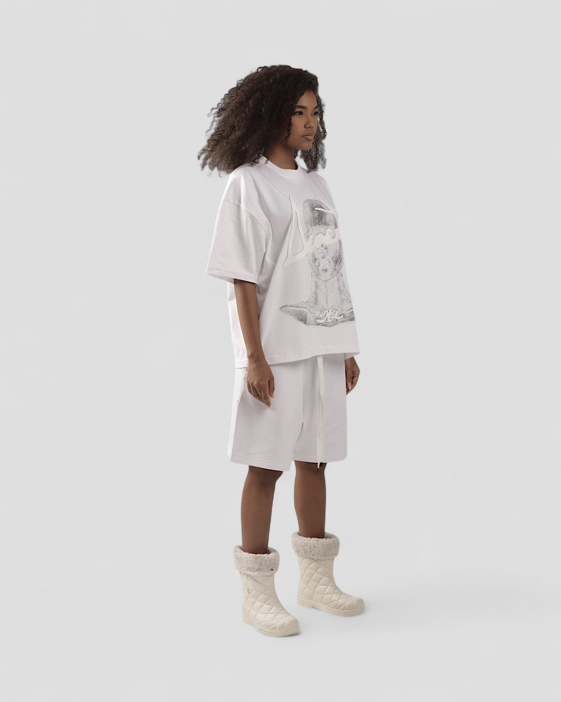 DEMENTE WHITE HALFTONES BOXY TEE