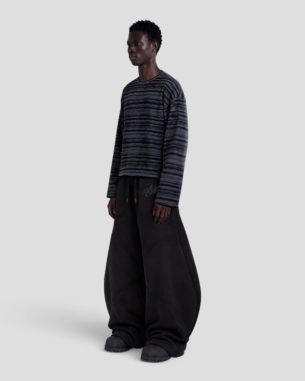 FORMS WASHED STRIPED BLACK & GREY LONG SLEEVE TEE