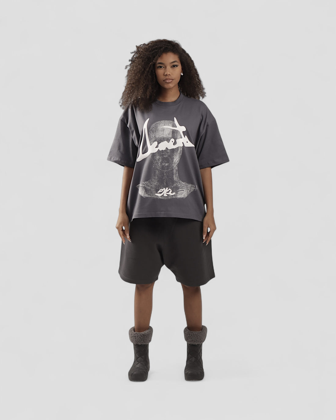 DEMENTE GREY HALFTONES BOXY TEE