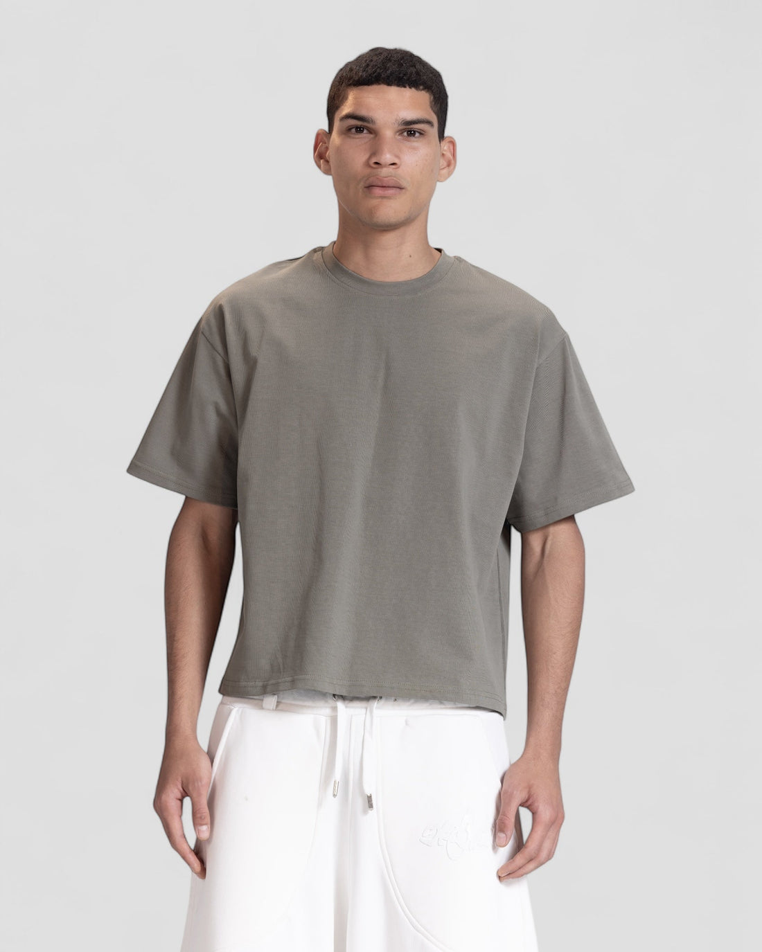 The Perfect Blank Olive Boxy Tshirt V1