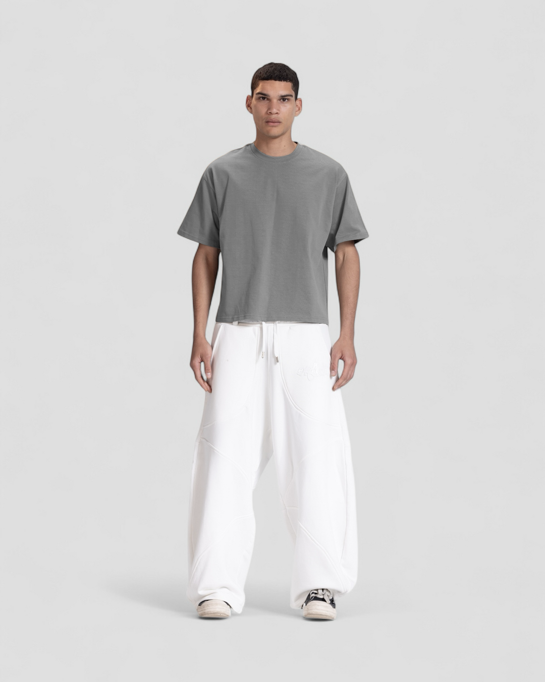 The Perfect Blank Light Grey Boxy Tshirt V1