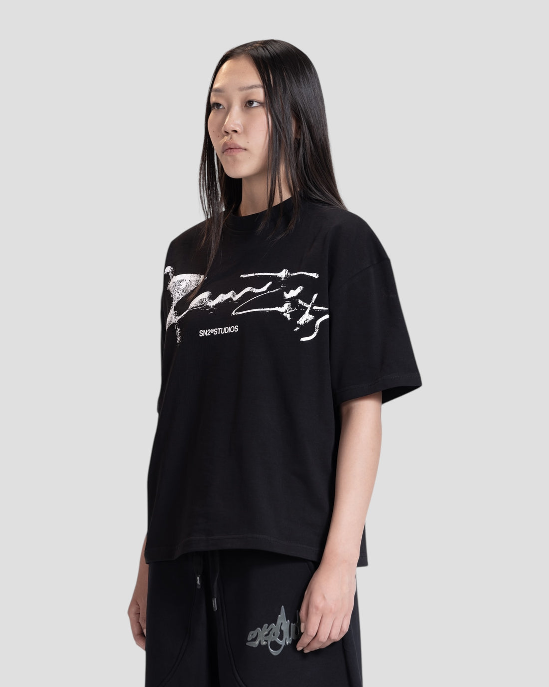 DEMENTE BLACK SHATTERED BOXY TEE