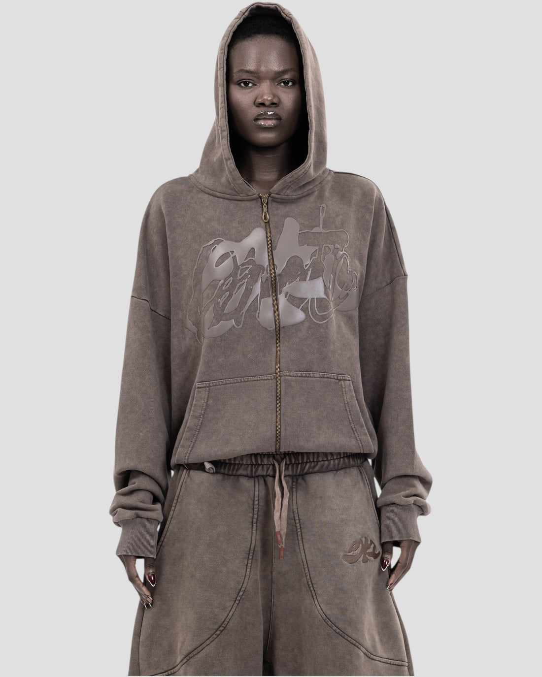 DEMENTE WASHED BROWN ZIPUP JACKET (10156809027859)