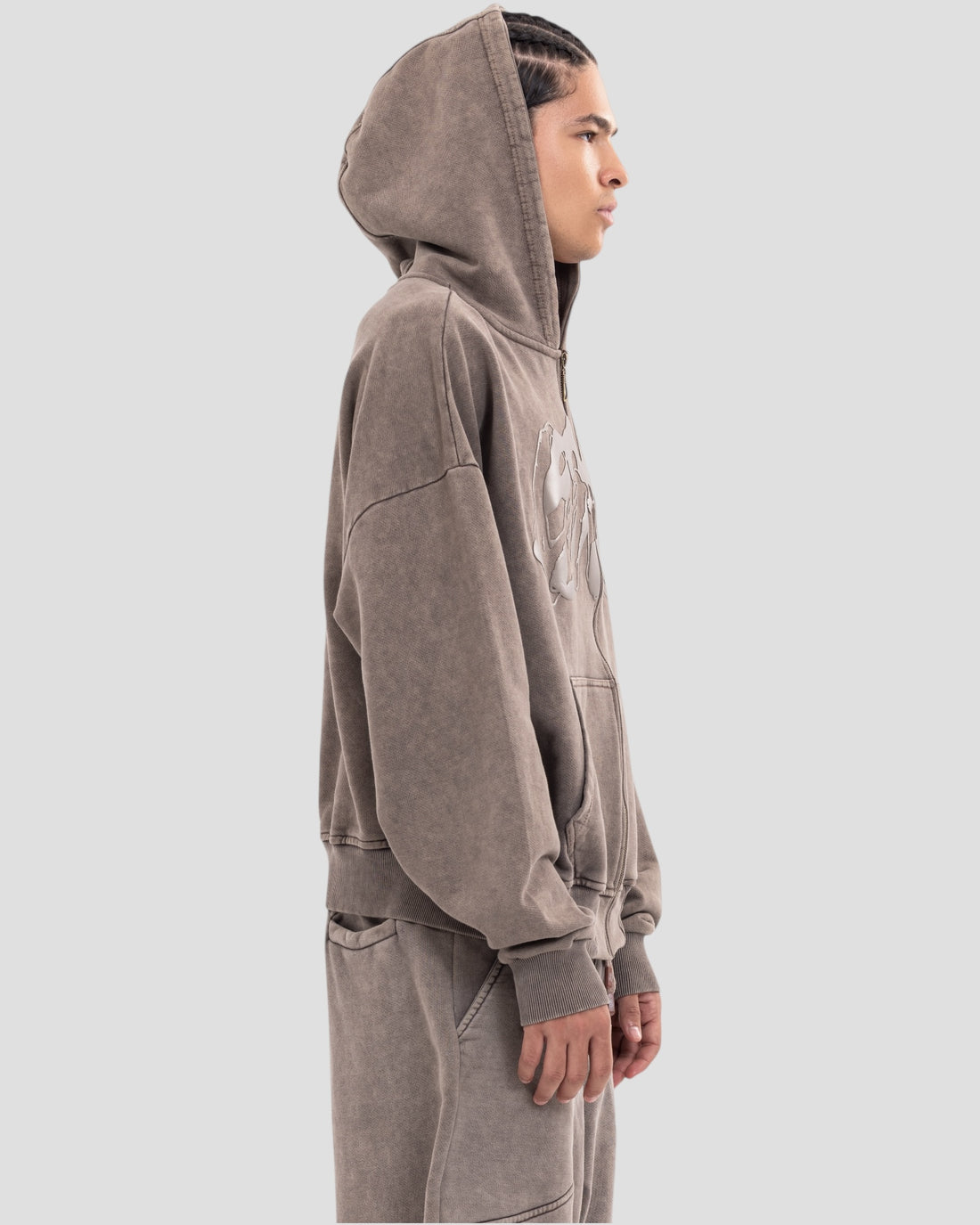 DEMENTE WASHED BROWN ZIPUP JACKET (10156809027859)
