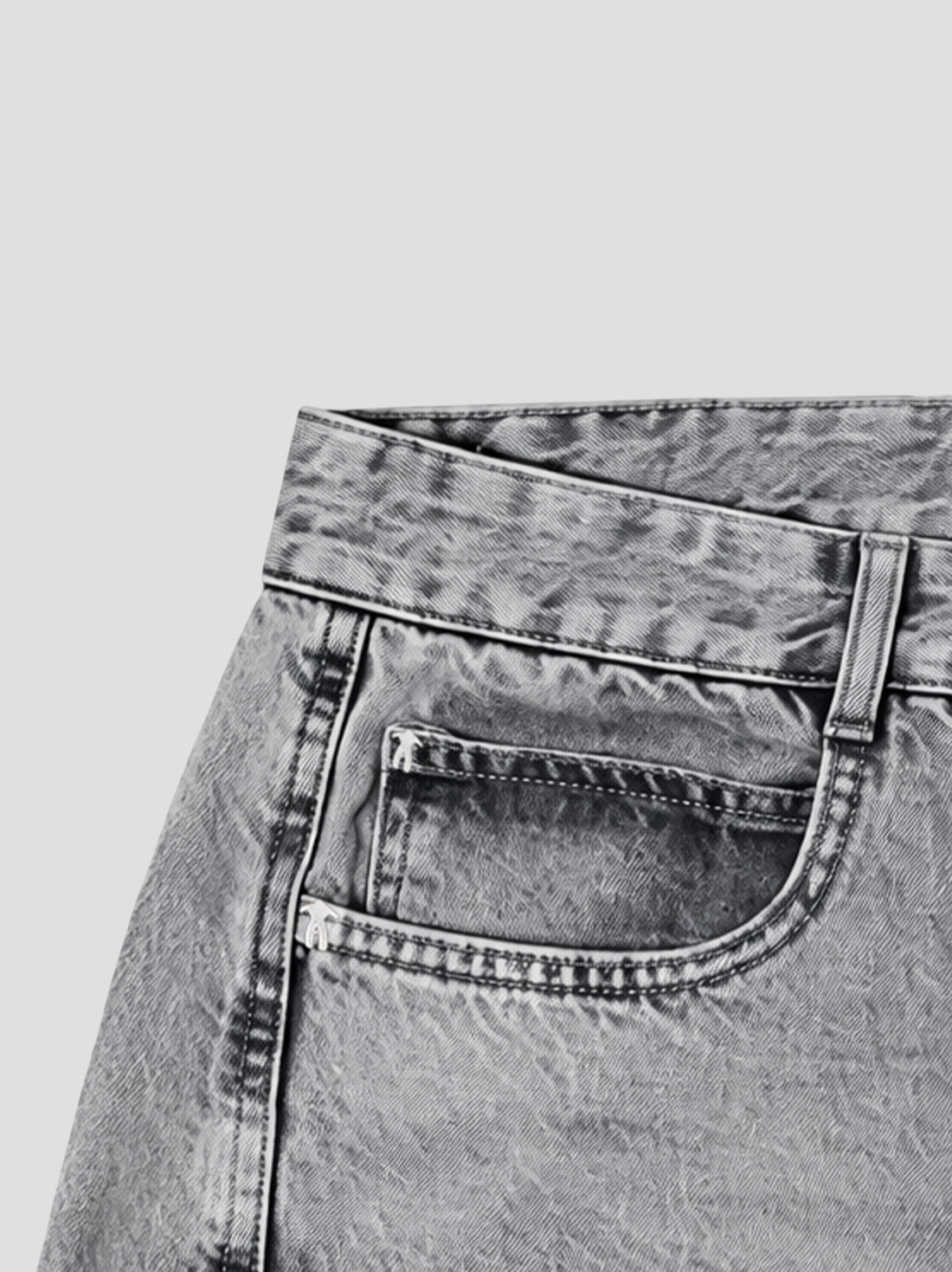 DEMENTE LIGHT GREY WASHED BARREL CURVED OVERSIZED JEANS