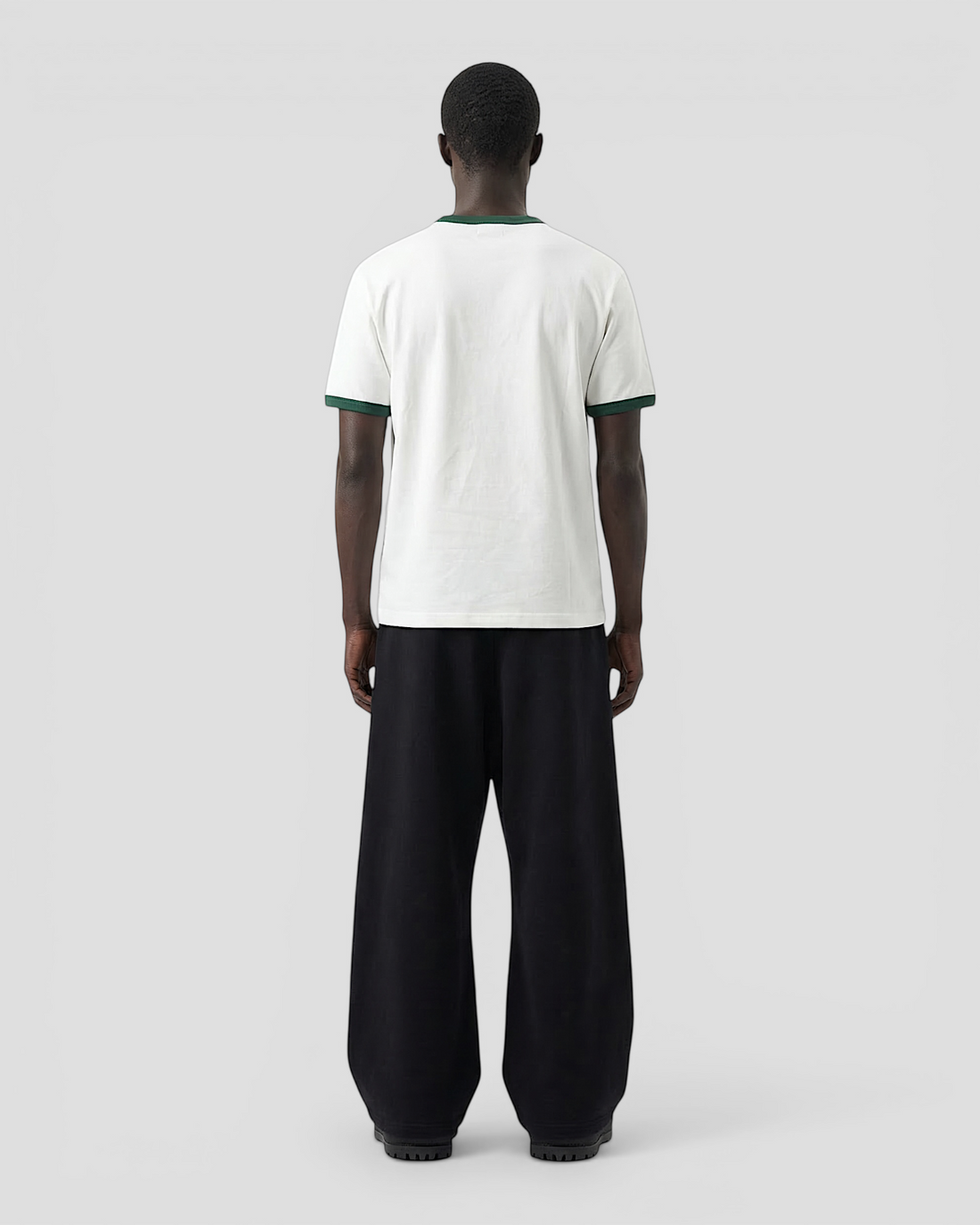 Luis Ribbed Regular Blank White And Green Tee V2