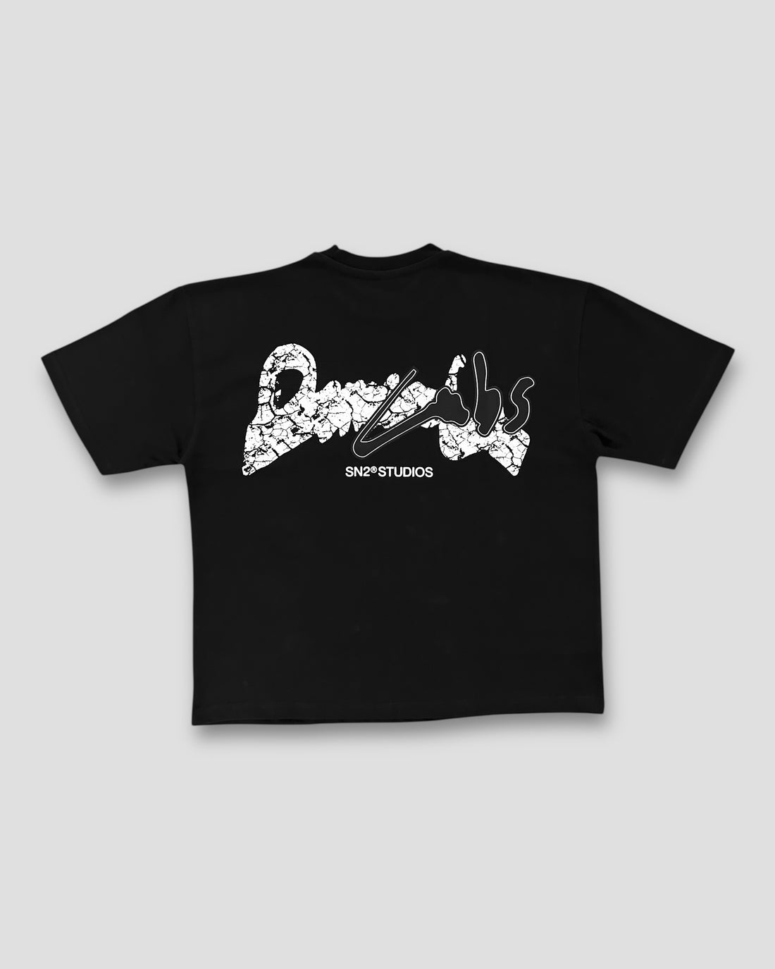 DEMENTE BLACK CRACKED BOXY TEE