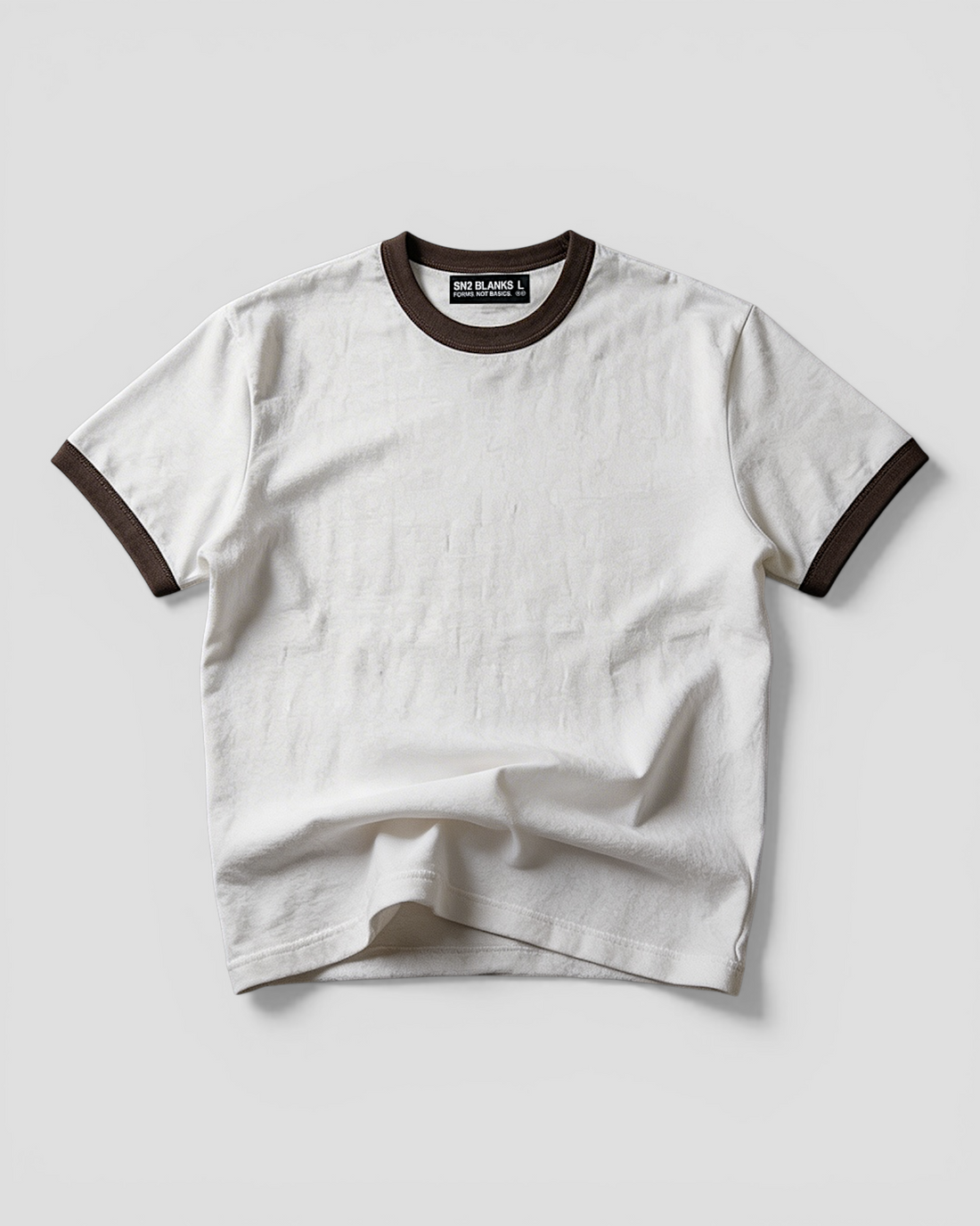 Luis Ribbed Regular Blank White And Brown Tee V2