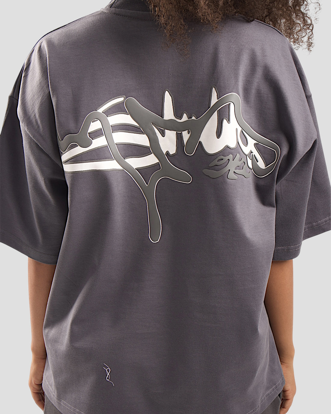 DEMENTE GREY SILK-PUFF BOXY TEE