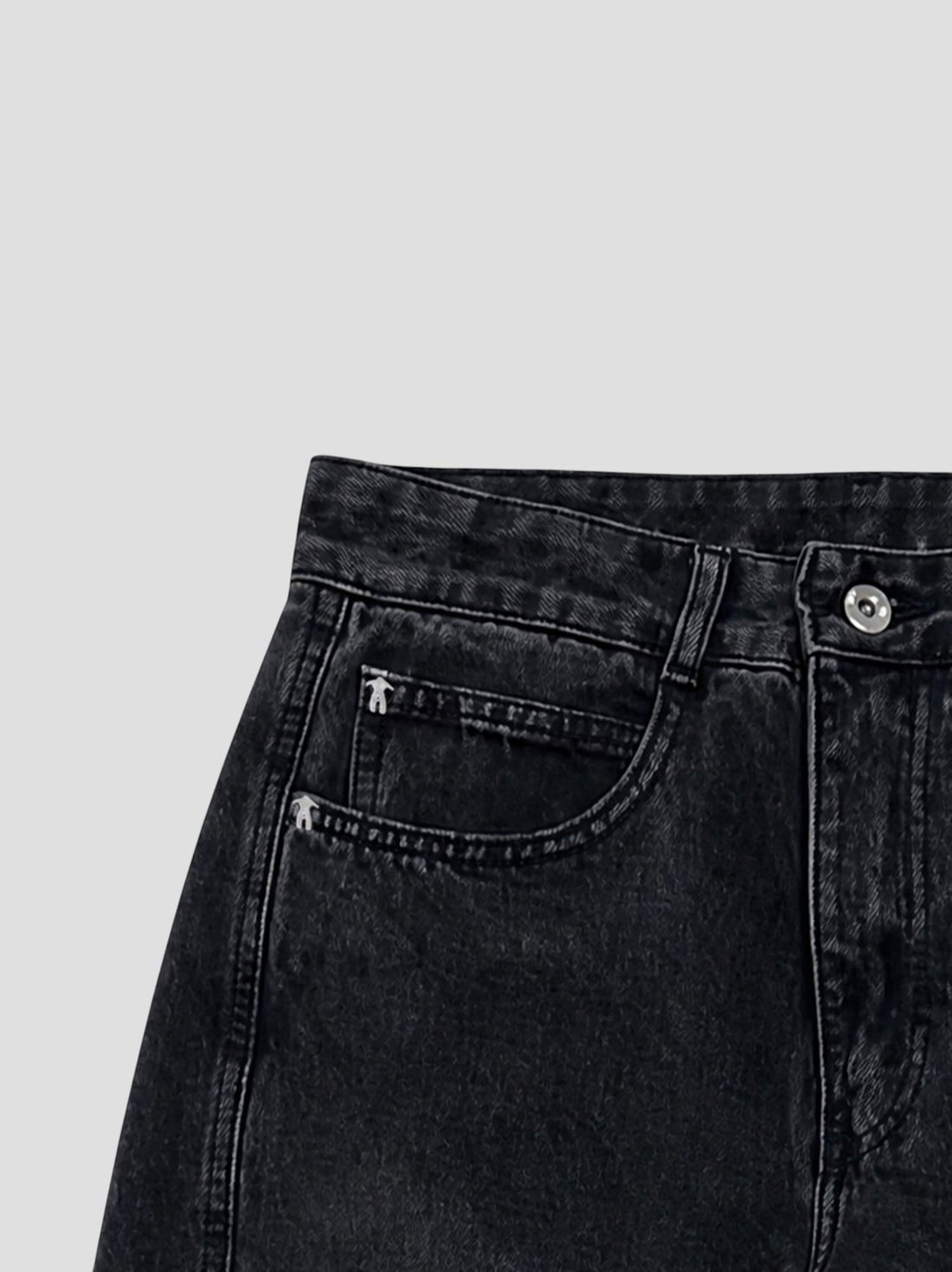 DEMENTE BLACK WASHED BARREL CURVED OVERSIZED JEANS