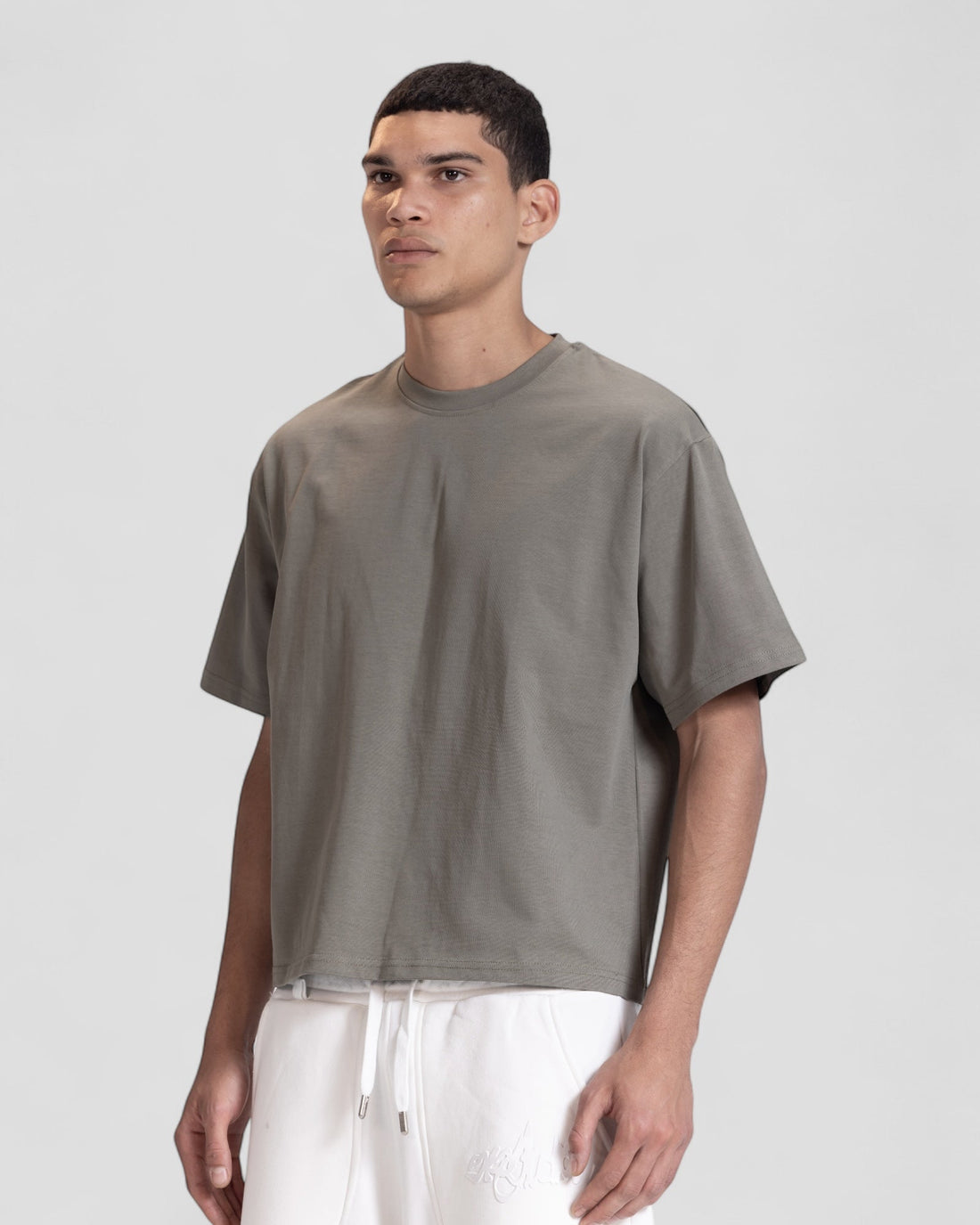 The Perfect Blank Olive Boxy Tshirt V1