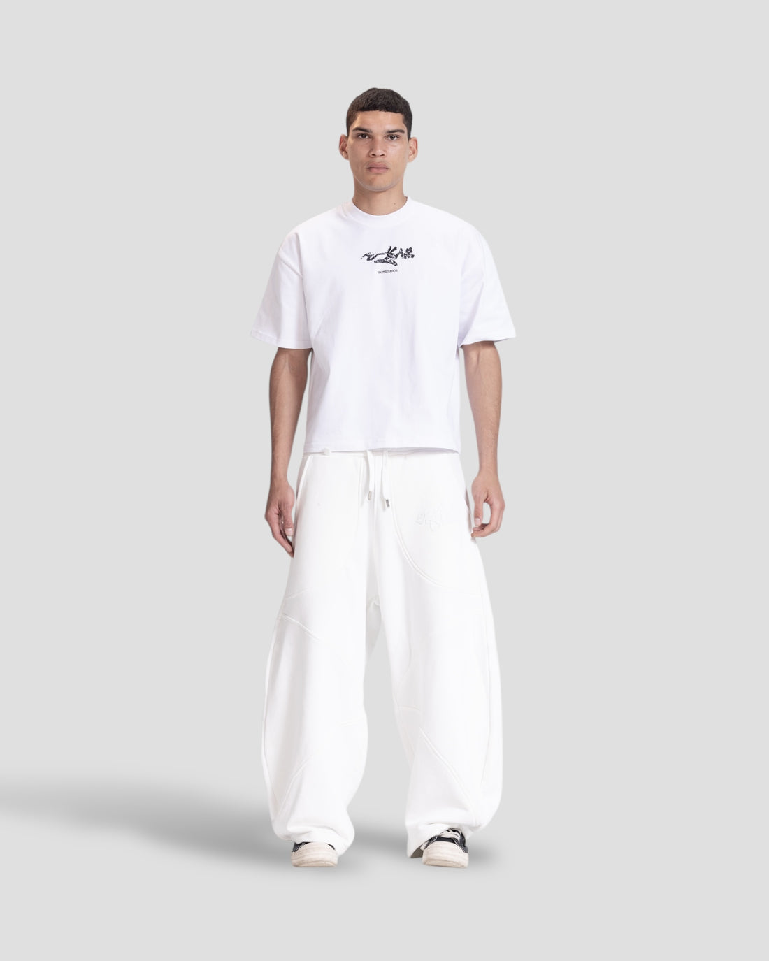DEMENTE WHITE CRACKED BOXY TEE