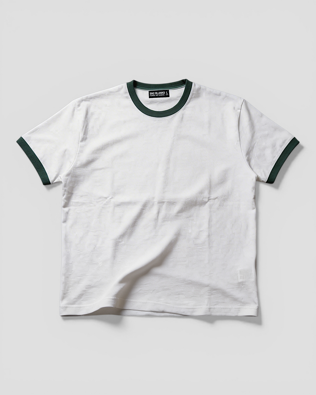 Luis Ribbed Regular Blank White And Green Tee V2