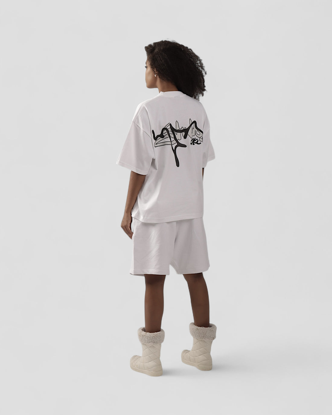 DEMENTE WHITE SILK-PUFF BOXY TEE