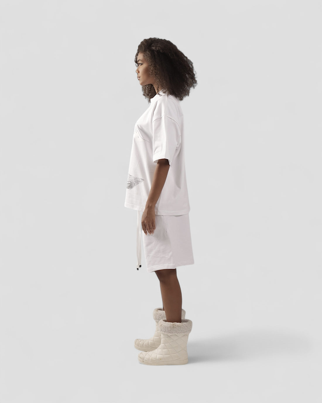 DEMENTE WHITE HALFTONES BOXY TEE