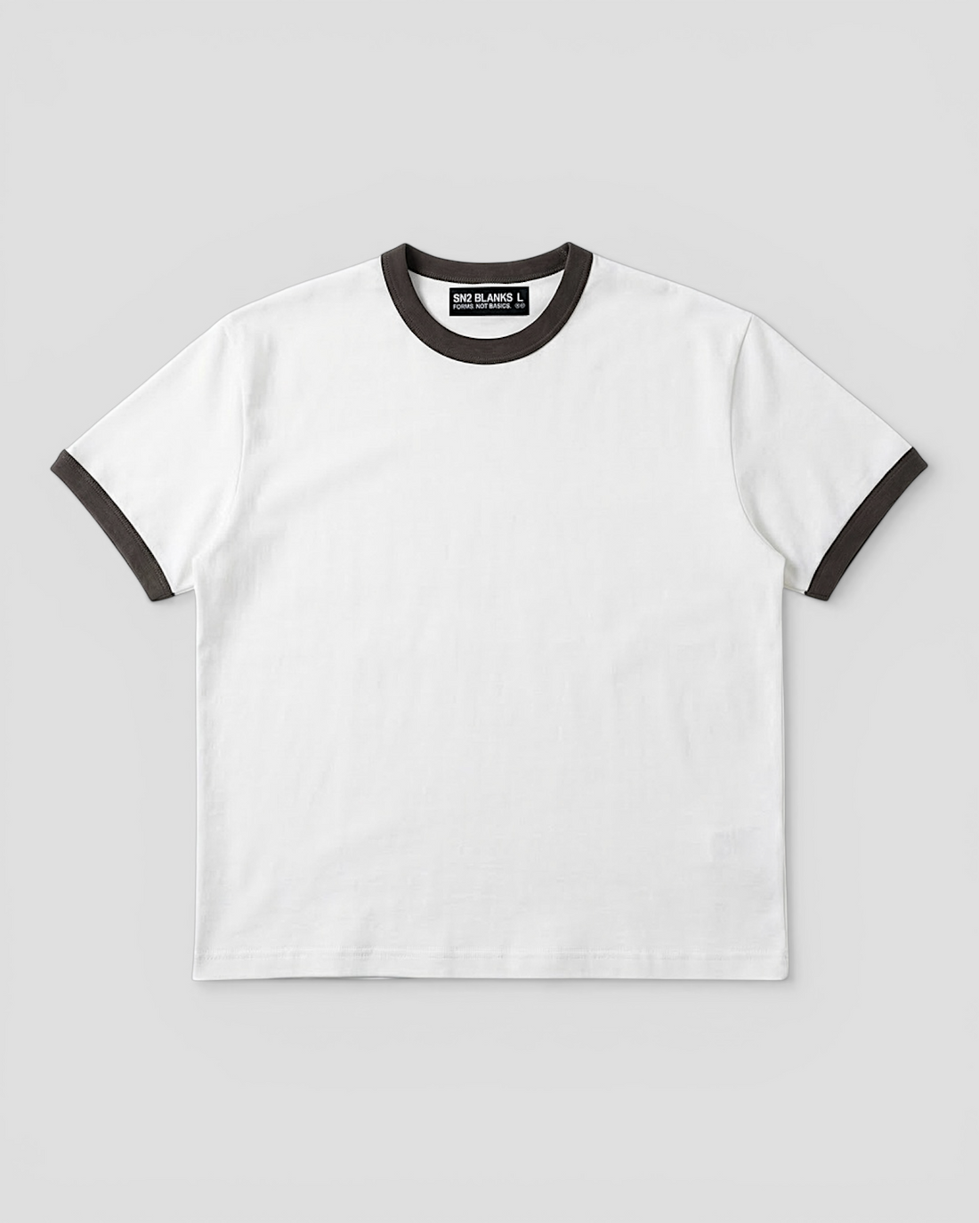 Luis Ribbed Regular Blank White And Brown Tee V2