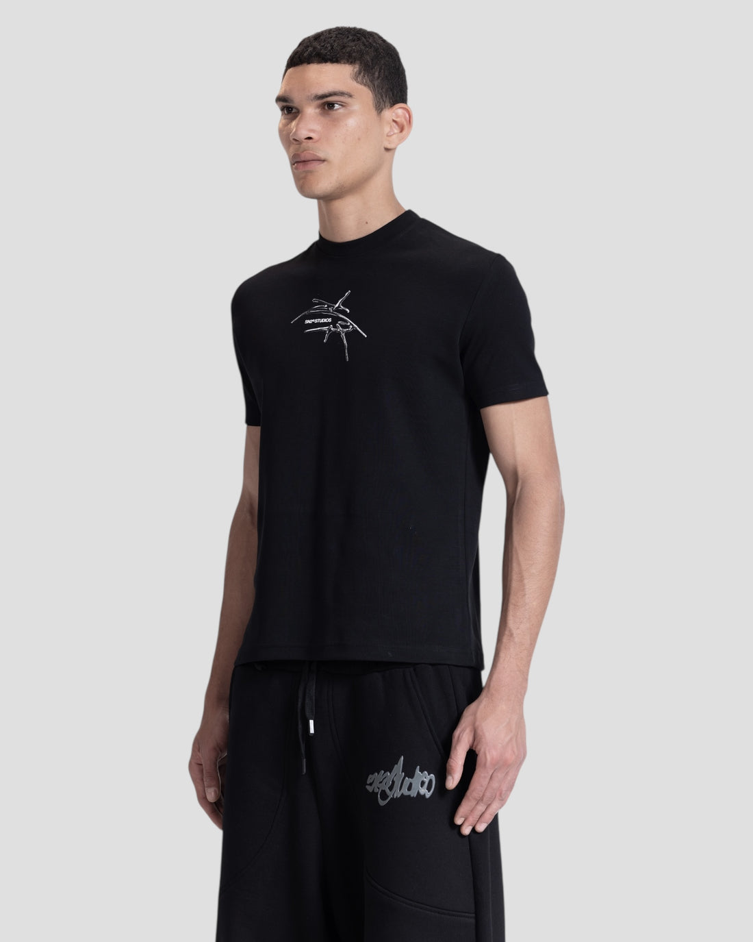 DEMENTE BLACK SPIKED REGULAR TEE
