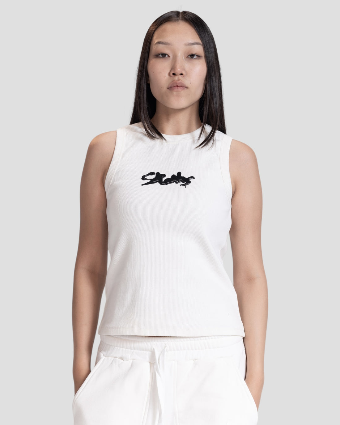 DEMENTE WHITE POLISHED TANK TOP