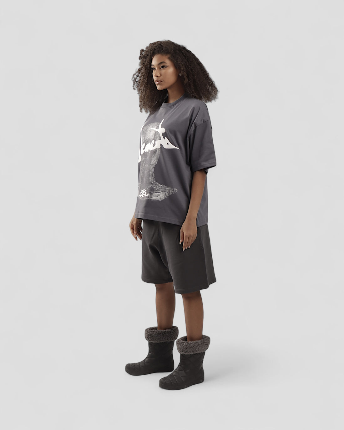 DEMENTE GREY HALFTONES BOXY TEE