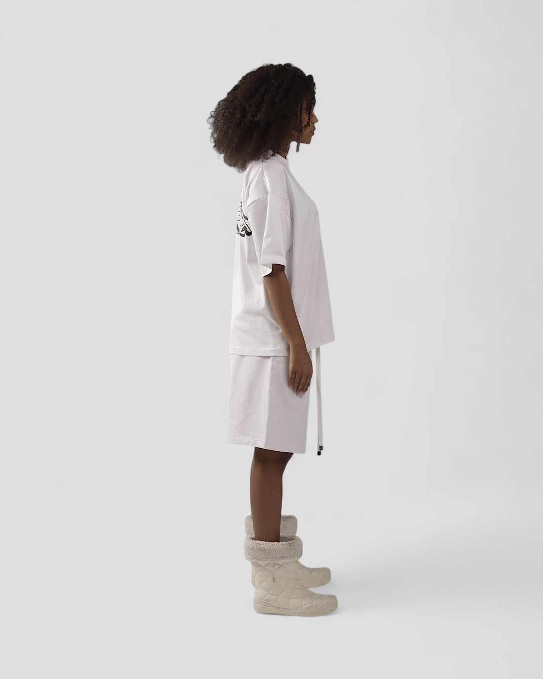 DEMENTE WHITE SILK-PUFF BOXY TEE