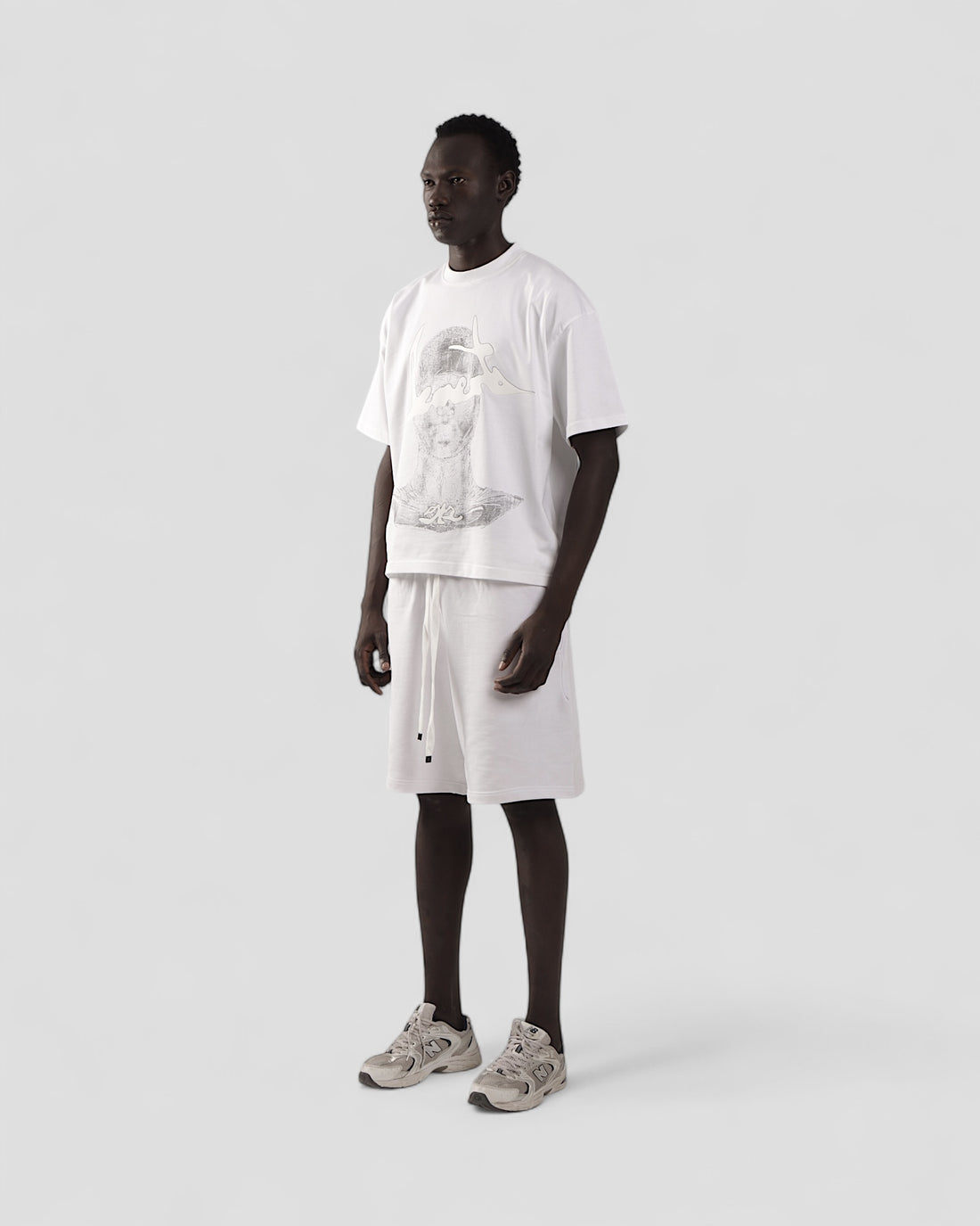 DEMENTE WHITE HALFTONES BOXY TEE